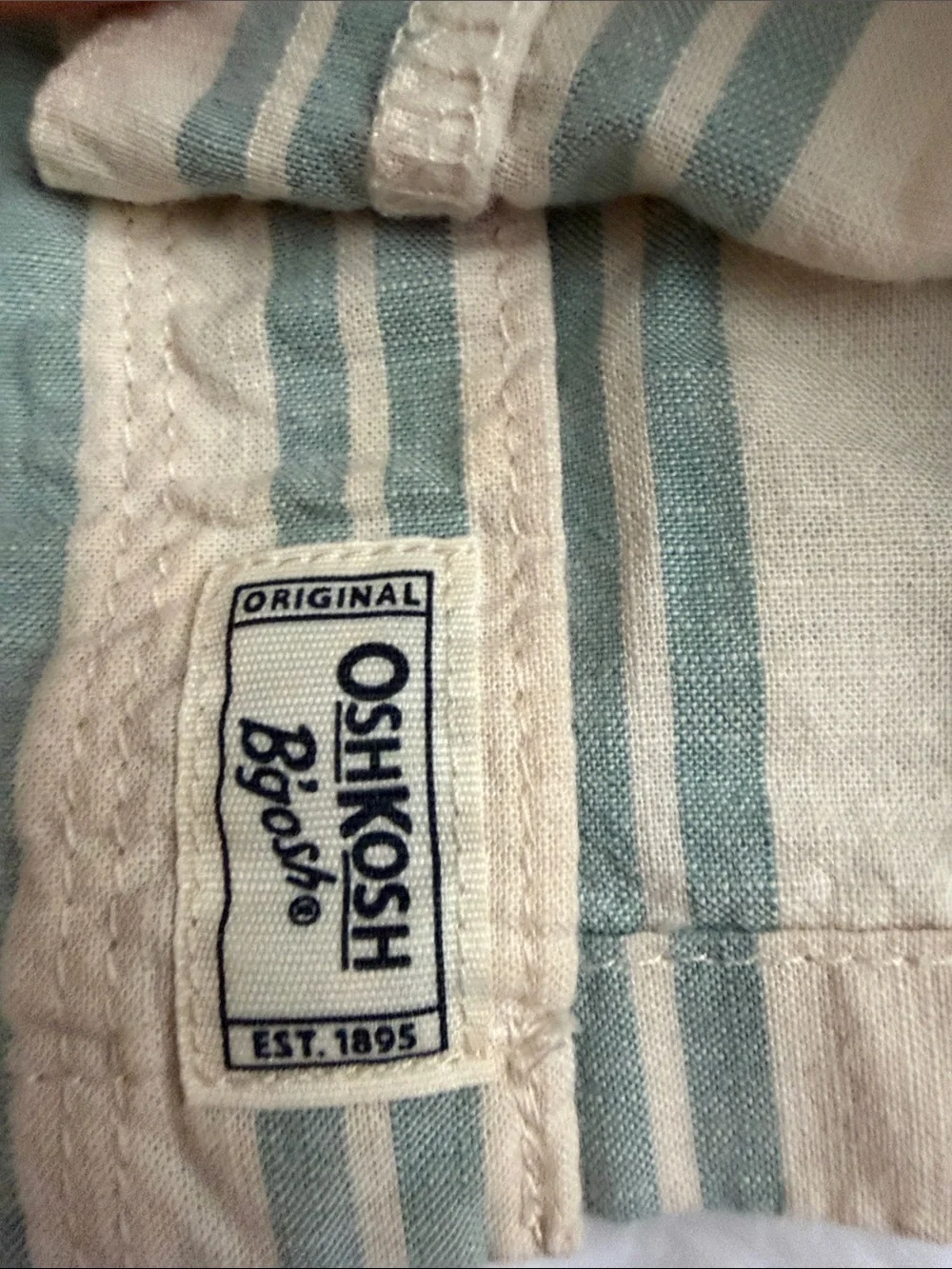 OshKosh B'gosh Short-Sleeve Striped Button-Up Shirt - Cream & Sage